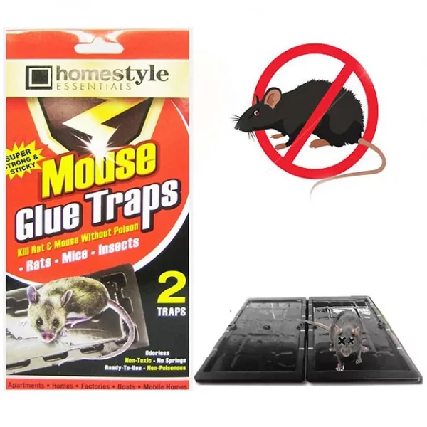 2 Glue Sticky Traps Rat Mice Snake Rodent Peanut Scent Disposable Tray 8" x 4.5"