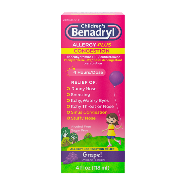 CHILDREN'S BENADRYL ALLERGY PLUS CONGESTION 4FL OZ