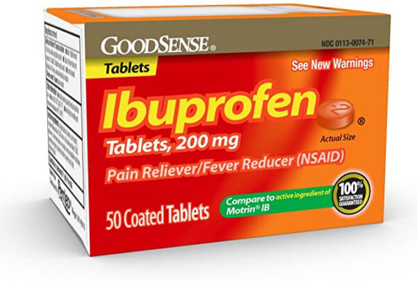 GoodSense Ibuprofen Tablets 200 mg, Pain Reliever and Fever Reducer (NSAID), 50