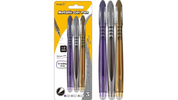 3Ct Metallic Gel Pen, 1.00mm, assorted ink,