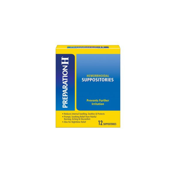 Preparation H Suppositories for Hemorrhoid Relief, Burning and Itching, 12 Count