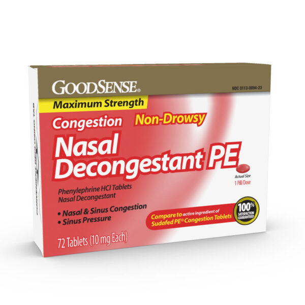 GoodSense® Nasal Decongestant PE 10 mg Non Drowsy Tablets,72 Count