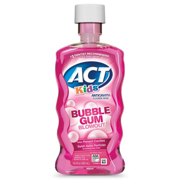 ACT Kids Anticavity Fluoride Rinse, Bubble Gum Blowout, 16.9 fl. oz.