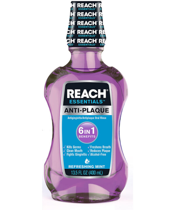 REACH ESSENTIALS ANTI-PLAQUE 6 IN 1 BENEFITS MOUTHWASH, 13.5OZ