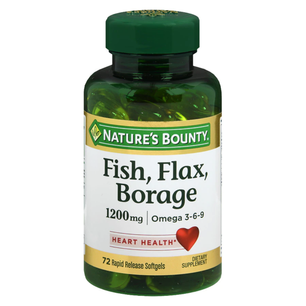 Nature's Bounty Fish, Flax, Borage 1200 mg Dietary Supplement Softgels 72.0ea