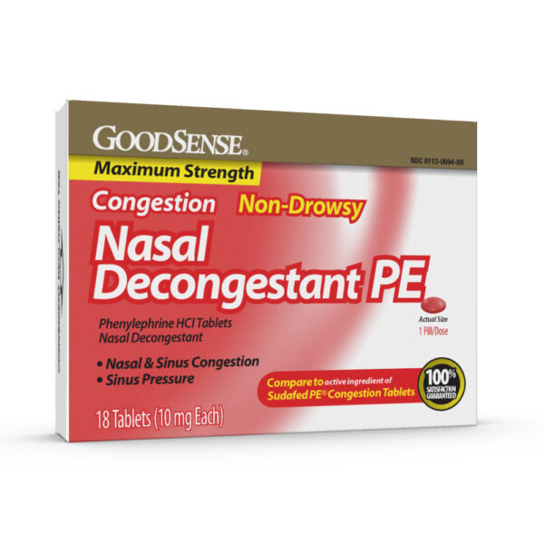 GoodSense® Nasal Decongestant PE 10 mg Non Drowsy Tablets, 18 Count