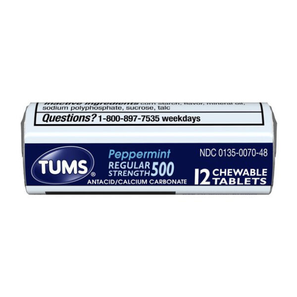 TUMS Regular Strength Peppermint Antacid Chewable Tablets