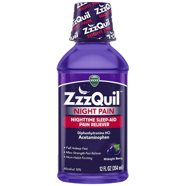 ZzzQuil Nighttime Pain Relief Sleep Aid Liquid Midnight Berry12.0oz