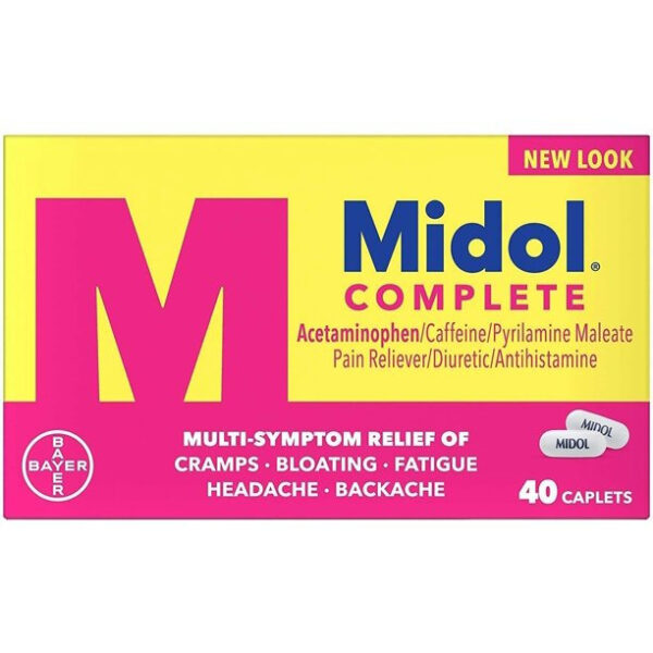 Midol Complete Maximum Strength, Pain Reliever Caplets, 40