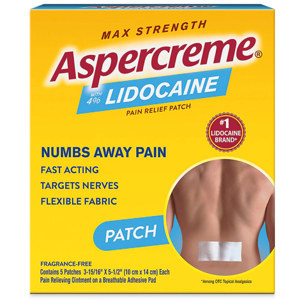 Aspercreme Max Strength Lidocaine Patches Odor Free Odor Free5.0ea