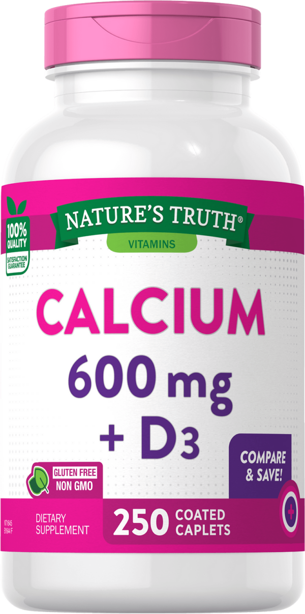 Nature's Truth CALCIUM 600 MG PLUS VITAMIN D3 250 Coated Caplets,