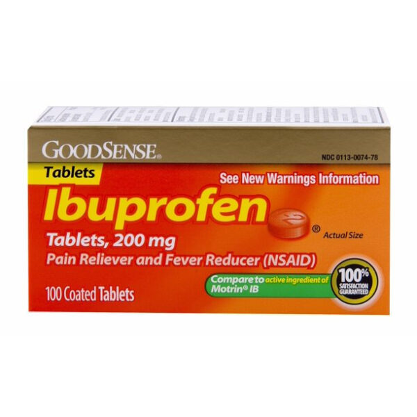 GoodSense Ibuprofen Pain Reliever & Fever Reducer 200 mg Tablets, Orange Coated,