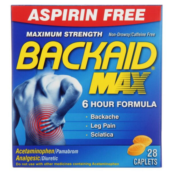 Backaid Max Maximum Strength Pain Relief Caplets, 28 Ct