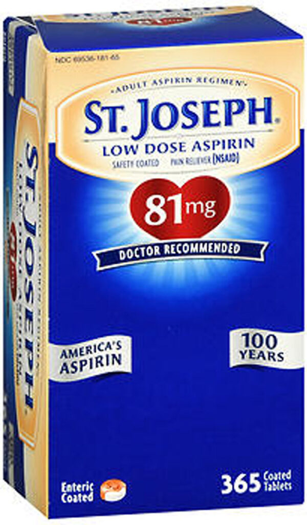 St. Joseph Low Dose Aspirin 81 mg Coated Tablets - 365 ct